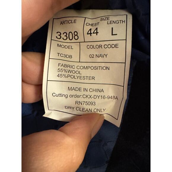 Linea Uomo Men's Blue Navy Double Breasted Wool Blend Jacket Coat Size 44 - Picture 6 of 8